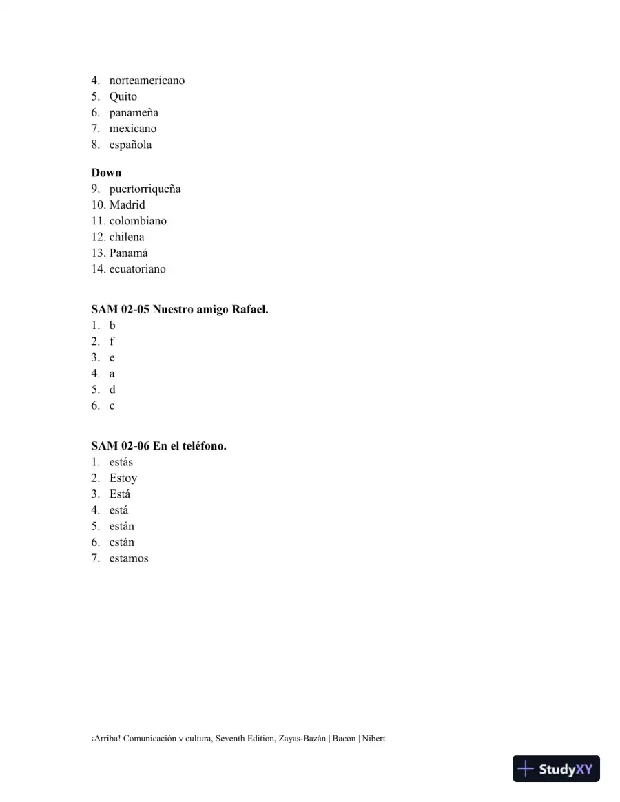 Solution Manual for 'Arriba!: comunicaci'n y cultura Brief, 7th Edition, page 14