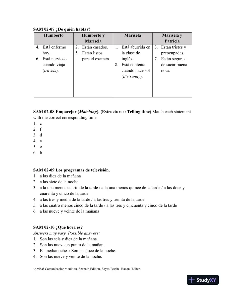 Solution Manual for 'Arriba!: comunicaci'n y cultura Brief, 7th Edition, page 15