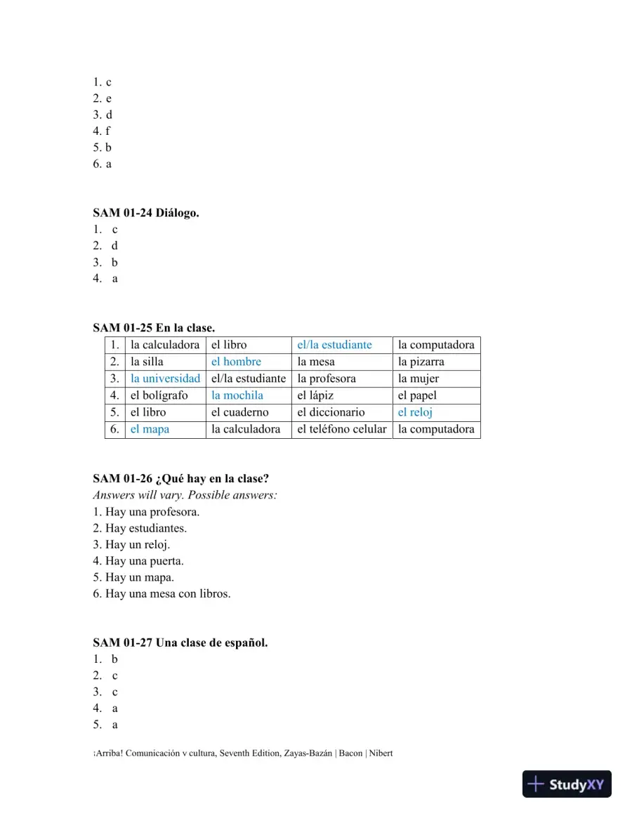 Solution Manual for 'Arriba!: comunicaci'n y cultura Brief, 7th Edition, page 7