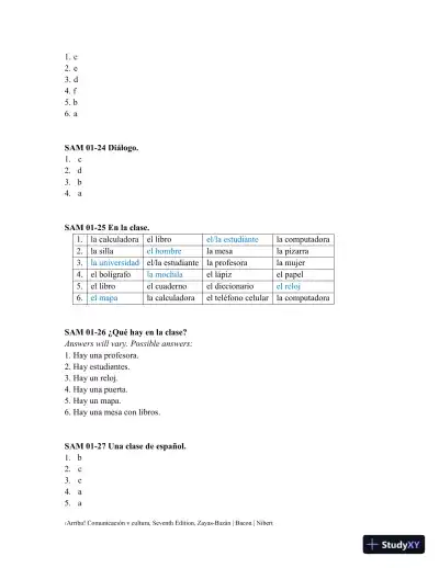 Solution Manual for 'Arriba!: comunicaci'n y cultura Brief, 7th Edition - Page 7 preview image