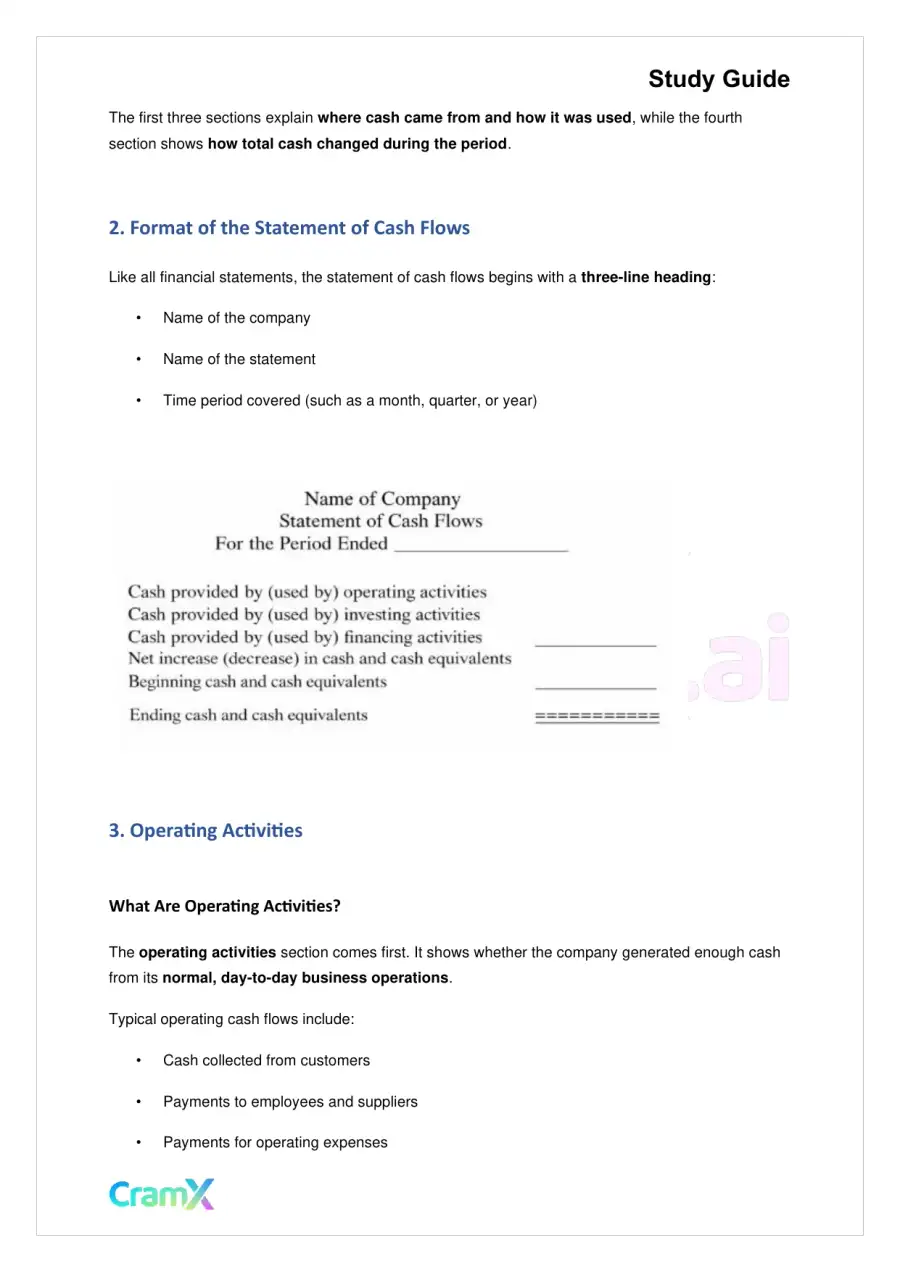 Accounting Principles II – Statement of Cash Flows, page 2