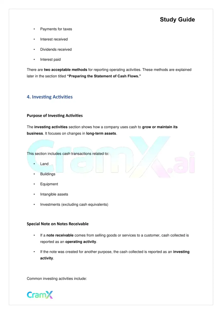 Accounting Principles II – Statement of Cash Flows, page 3