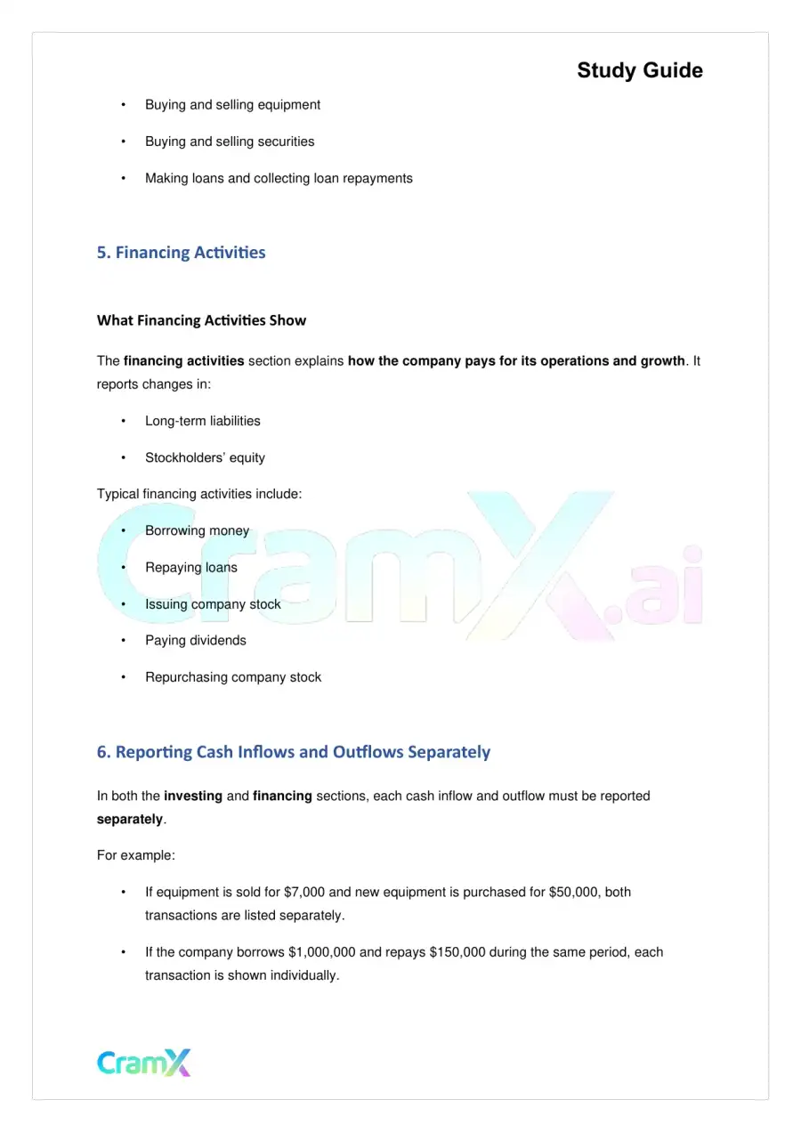 Accounting Principles II – Statement of Cash Flows, page 4