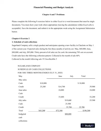 Financial Planning and Budget Analysis - Page 1 preview image