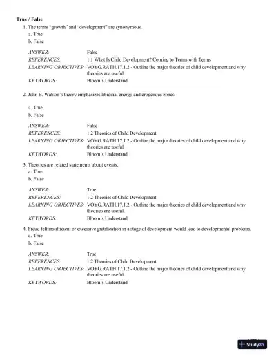 Test Bank For Childhood and Adolescence: Voyages in Development, 6th Edition - Page 1 preview image