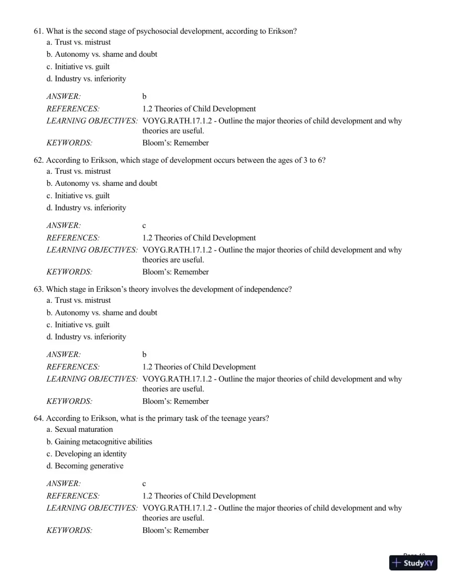 Test Bank For Childhood and Adolescence: Voyages in Development, 6th Edition, page 19