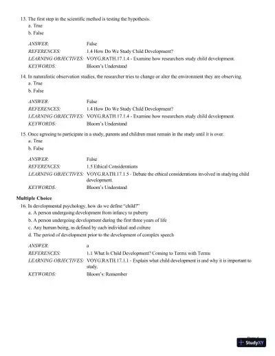 Test Bank For Childhood and Adolescence: Voyages in Development, 6th Edition - Page 5 preview image