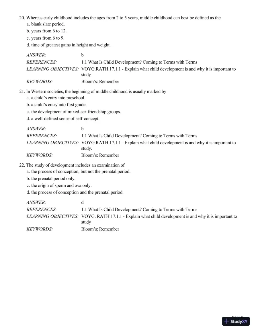Test Bank For Childhood and Adolescence: Voyages in Development, 6th Edition, page 7