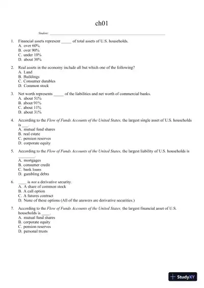 Test Bank For Essentials of Investments, 8th Edition - Page 1 preview image