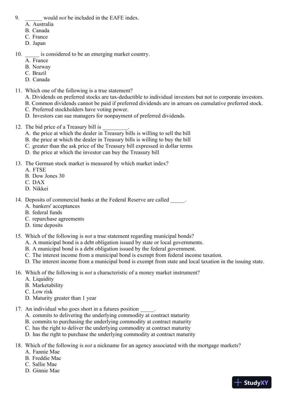 Test Bank For Essentials of Investments, 8th Edition, page 17