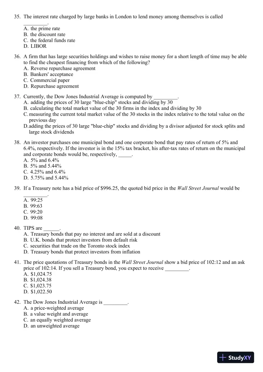 Test Bank For Essentials of Investments, 8th Edition, page 20