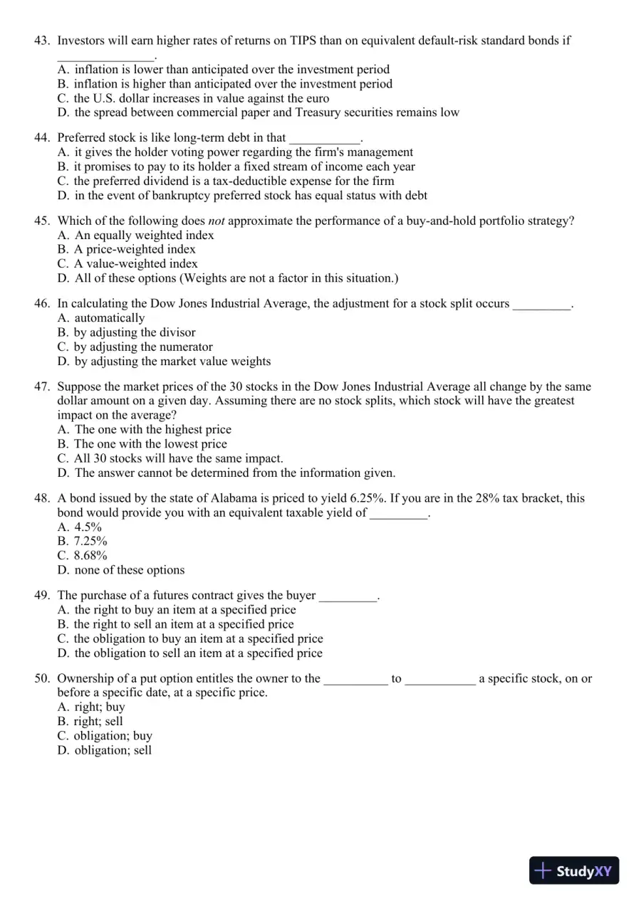 Test Bank For Essentials of Investments, 8th Edition, page 21