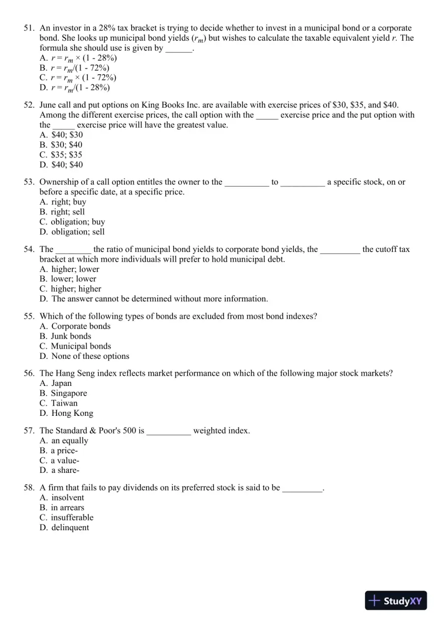 Test Bank For Essentials of Investments, 8th Edition, page 22