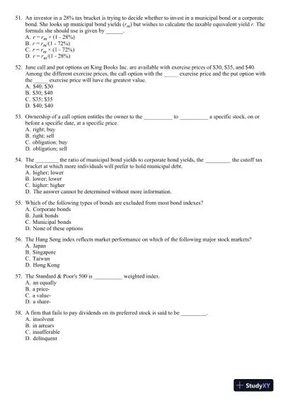 Test Bank For Essentials of Investments, 8th Edition - Page 22 preview image