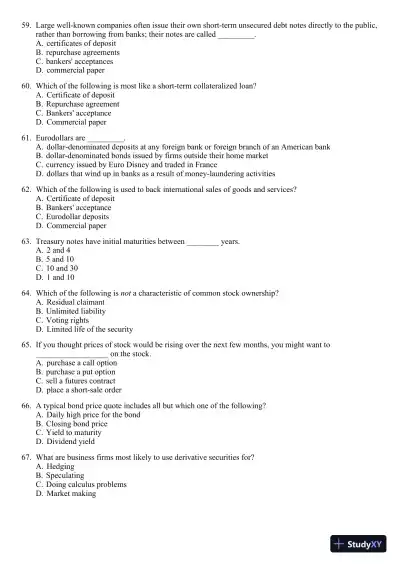 Test Bank For Essentials of Investments, 8th Edition - Page 23 preview image