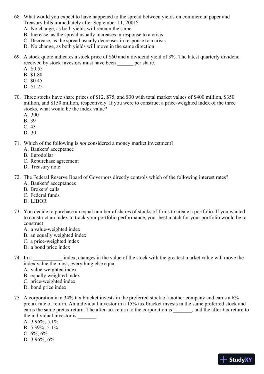 Test Bank For Essentials of Investments, 8th Edition, page 24