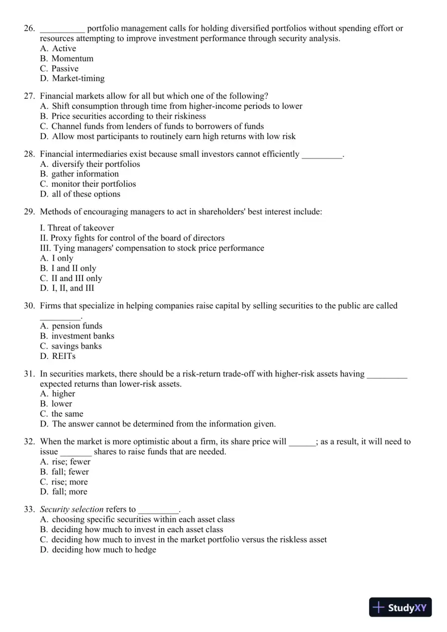 Test Bank For Essentials of Investments, 8th Edition, page 5