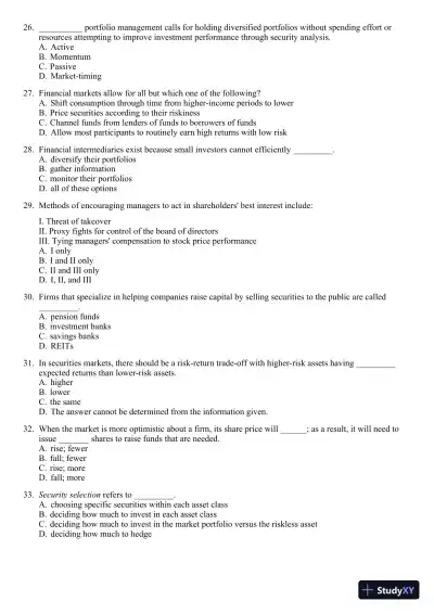 Test Bank For Essentials of Investments, 8th Edition - Page 5 preview image