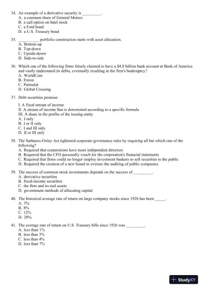 Test Bank For Essentials of Investments, 8th Edition - Page 6 preview image
