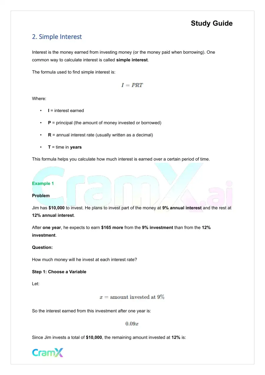 Algebra II – Word Problems, page 3