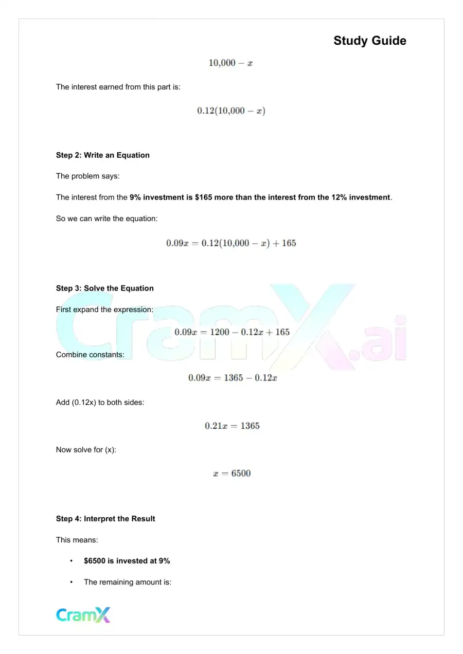 Algebra II – Word Problems, page 4