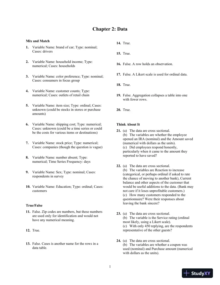 Solution Manual for Statistics for Business: Decision Making and Analysis, 3rd Edition, page 5