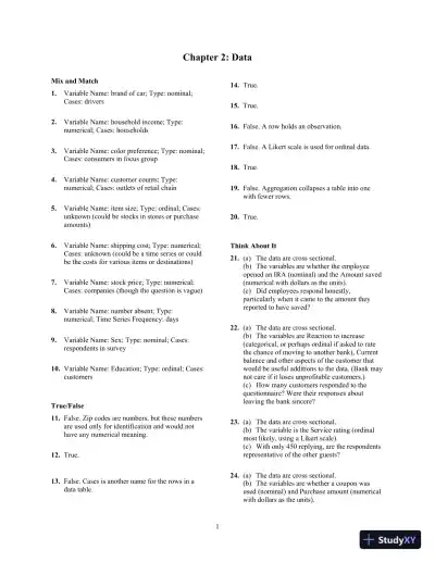 Solution Manual for Statistics for Business: Decision Making and Analysis, 3rd Edition - Page 5 preview image