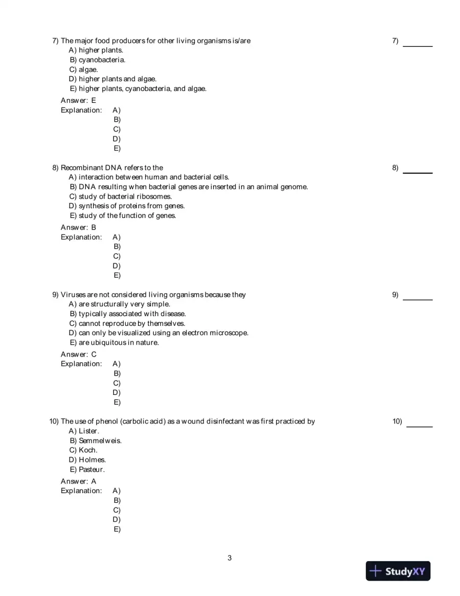 Test Bank For Microbiology: An Introduction, 1st Edition, page 4