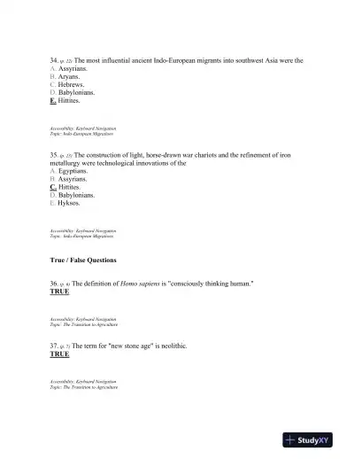 Traditions and Encounters: A Brief Global History Volume 1, 4th Edition Test Bank - Page 13 preview image