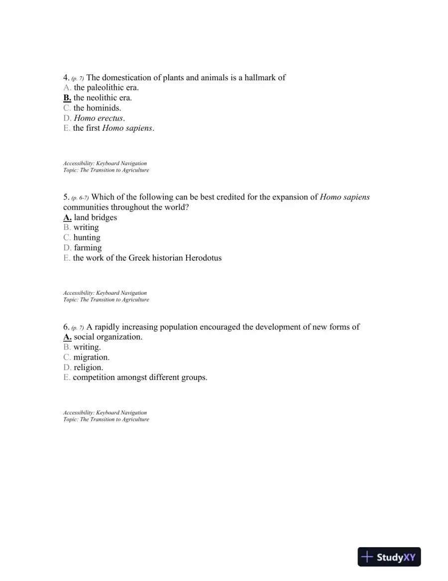 Traditions and Encounters: A Brief Global History Volume 1, 4th Edition Test Bank, page 3