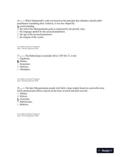 Traditions and Encounters: A Brief Global History Volume 1, 4th Edition Test Bank - Page 7 preview image