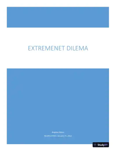 HU245 Ethics Extremenet Dilema - Page 1 preview image
