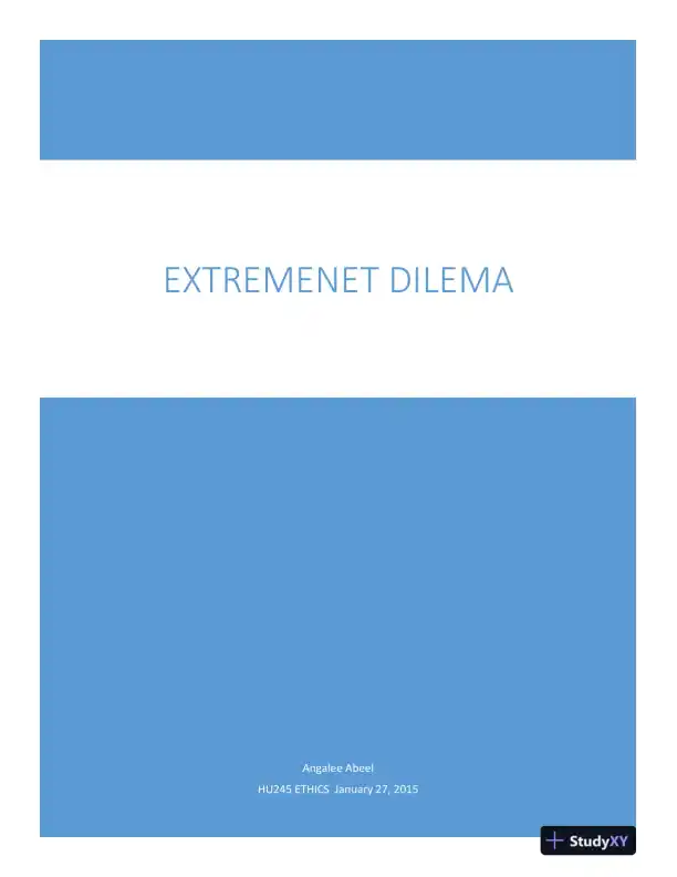 HU245 Ethics Extremenet Dilema - Page 1 preview image
