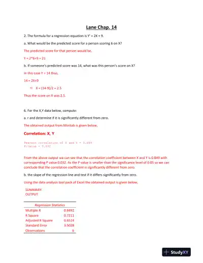Statistical Analysis and Regression: Exploring Correlations, Hypothesis Testing, and Data Interpretation - Page 1 preview image