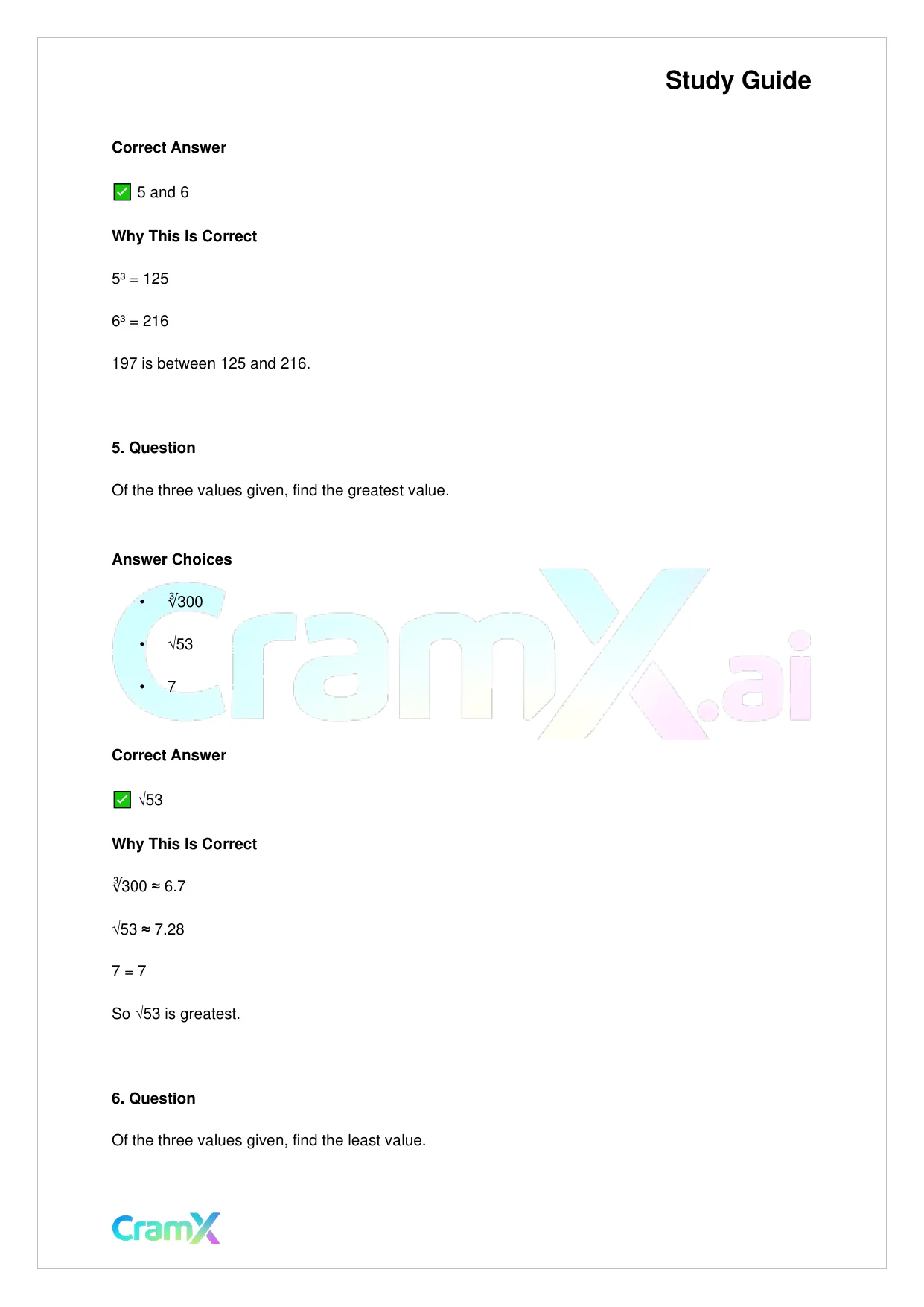 Basic Math and Pre-Algebra - Powers Exponents and Roots - Page 3 preview image