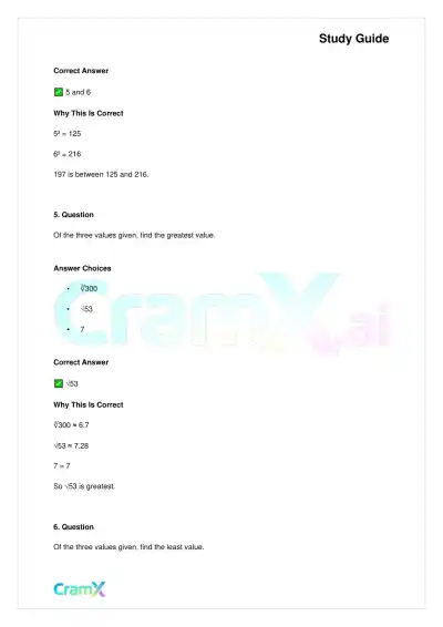 Basic Math and Pre-Algebra - Powers Exponents and Roots - Page 3 preview image