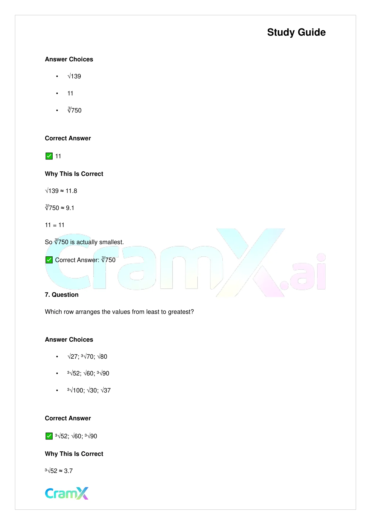 Basic Math and Pre-Algebra - Powers Exponents and Roots - Page 4 preview image