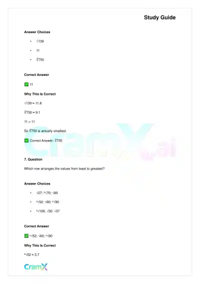 Basic Math and Pre-Algebra - Powers Exponents and Roots - Page 4 preview image