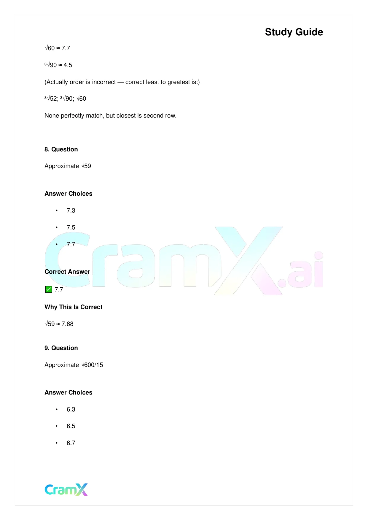 Basic Math and Pre-Algebra - Powers Exponents and Roots - Page 5 preview image