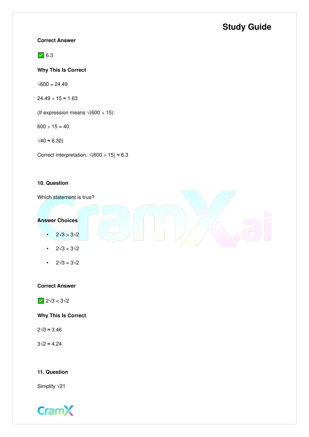 Basic Math and Pre-Algebra - Powers Exponents and Roots - Page 6 preview image