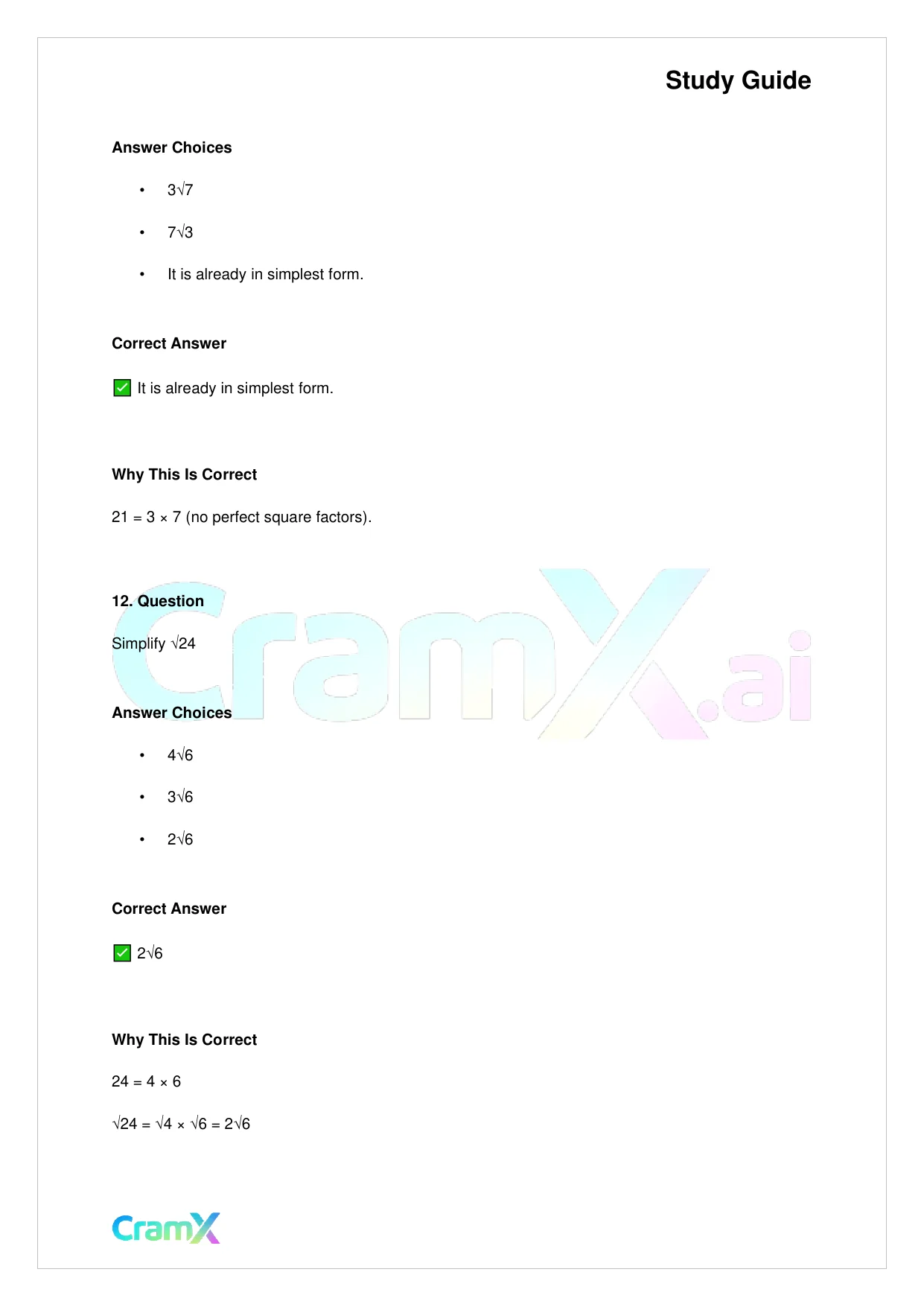 Basic Math and Pre-Algebra - Powers Exponents and Roots - Page 7 preview image