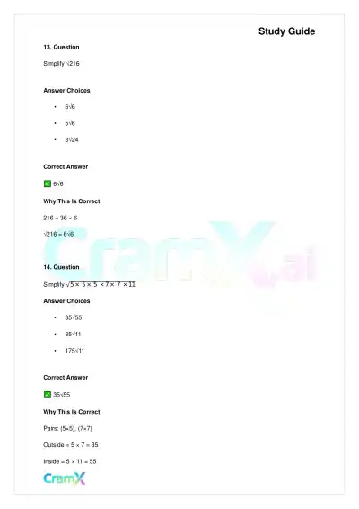 Basic Math and Pre-Algebra - Powers Exponents and Roots - Page 8 preview image