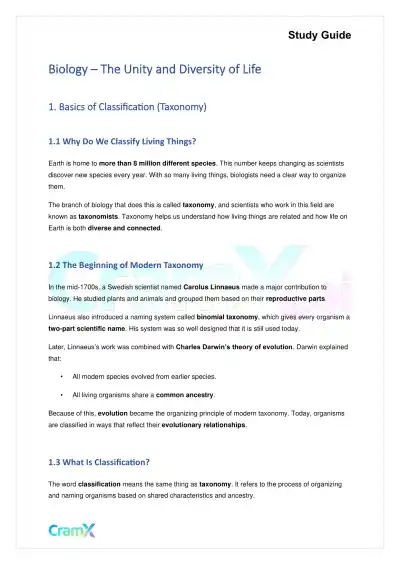 Biology - The Unity and Diversity of Life - Page 1 preview image