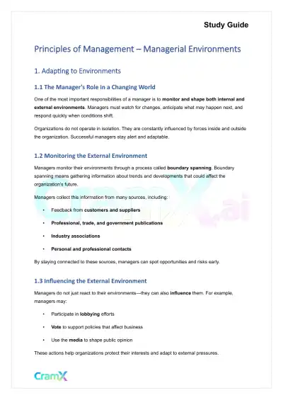 Principles of Management - Managerial Environments - Page 1 preview image