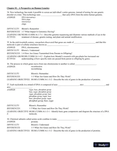 Human Heredity: Principles and Issues 11th Edition Test Bank - Page 11 preview image