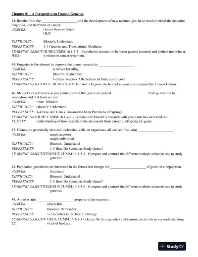 Human Heredity: Principles and Issues 11th Edition Test Bank - Page 13 preview image