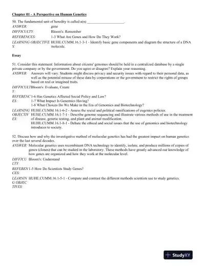 Human Heredity: Principles and Issues 11th Edition Test Bank - Page 14 preview image