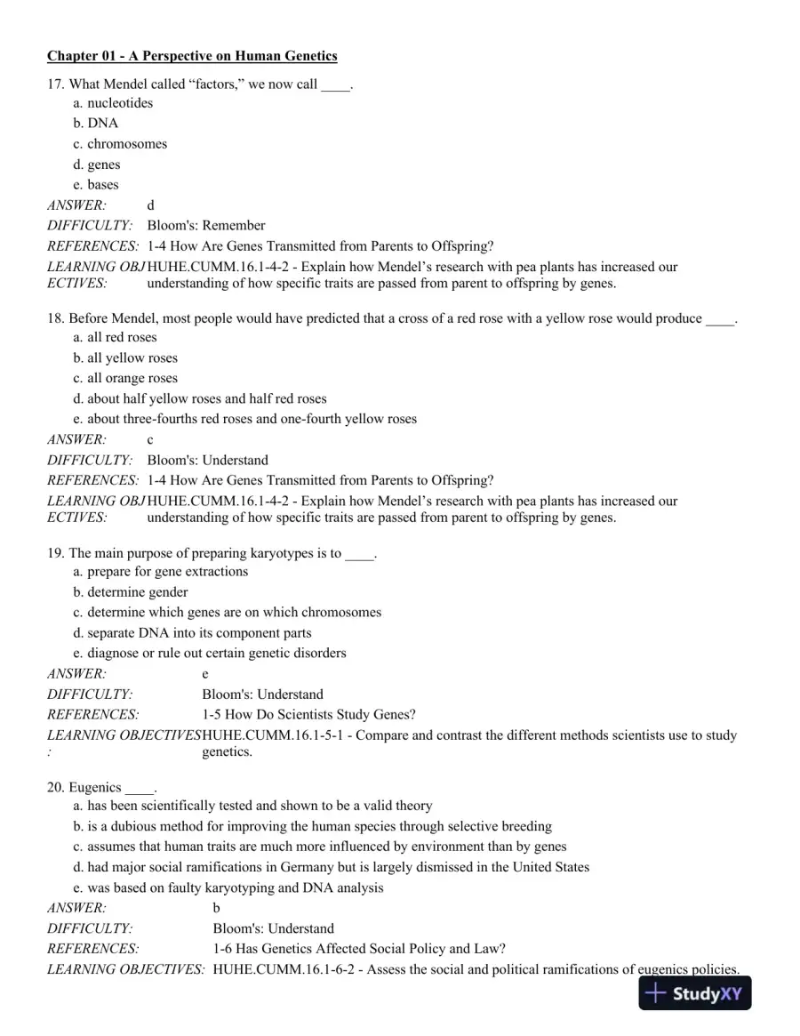 Human Heredity: Principles and Issues 11th Edition Test Bank, page 6