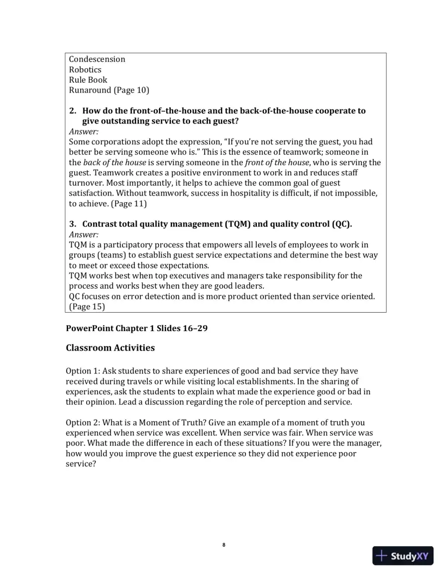 Exploring the Hospitality Industry, 4th Edition Class Notes, page 11