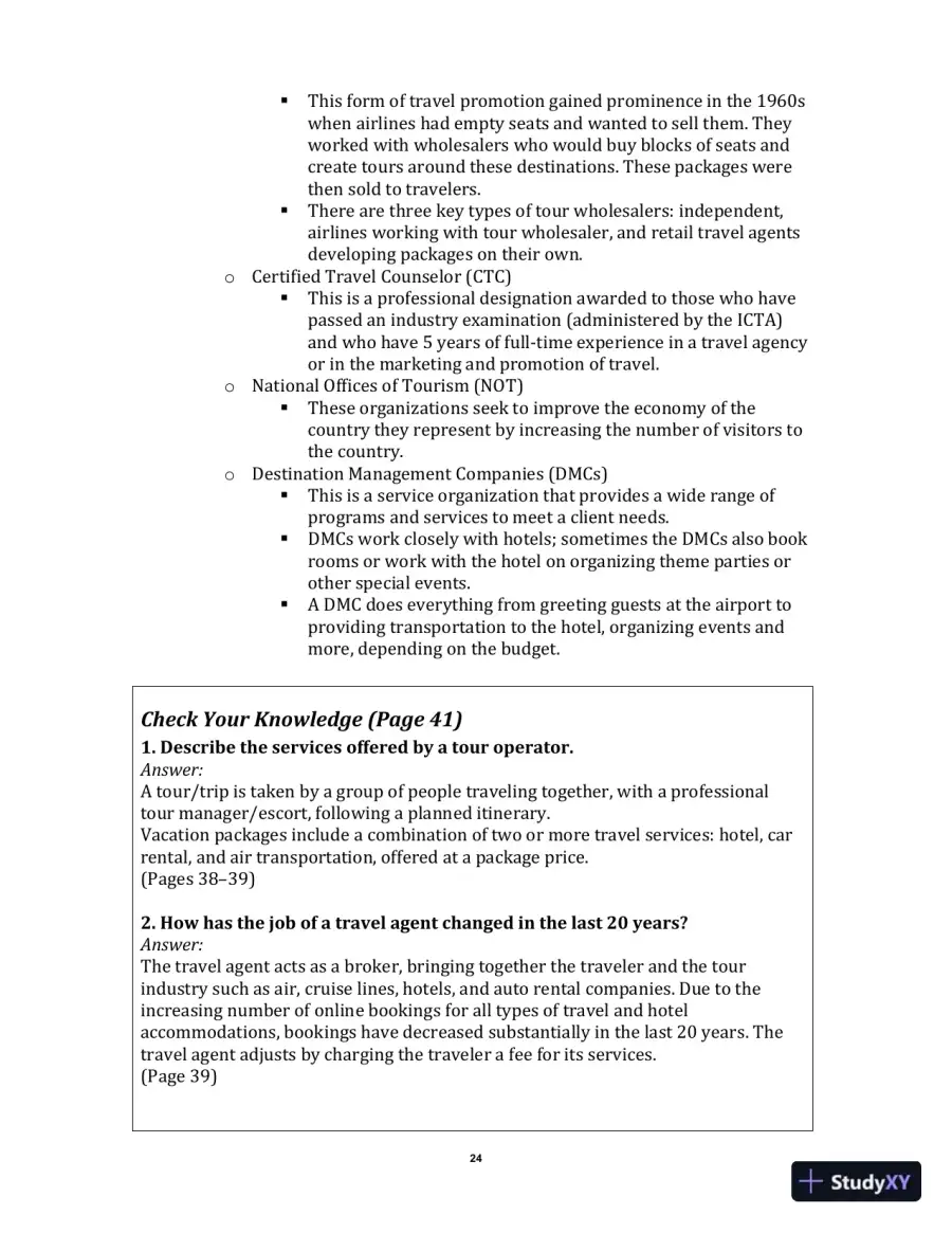 Exploring the Hospitality Industry, 4th Edition Class Notes, page 27
